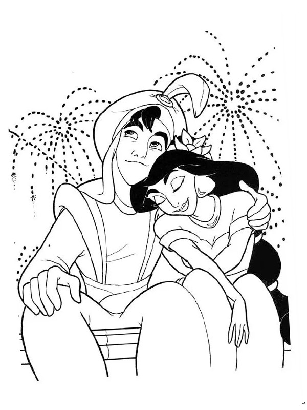 aladdin and princess jasmine Coloring page aladdin and princess jasmine Coloring page