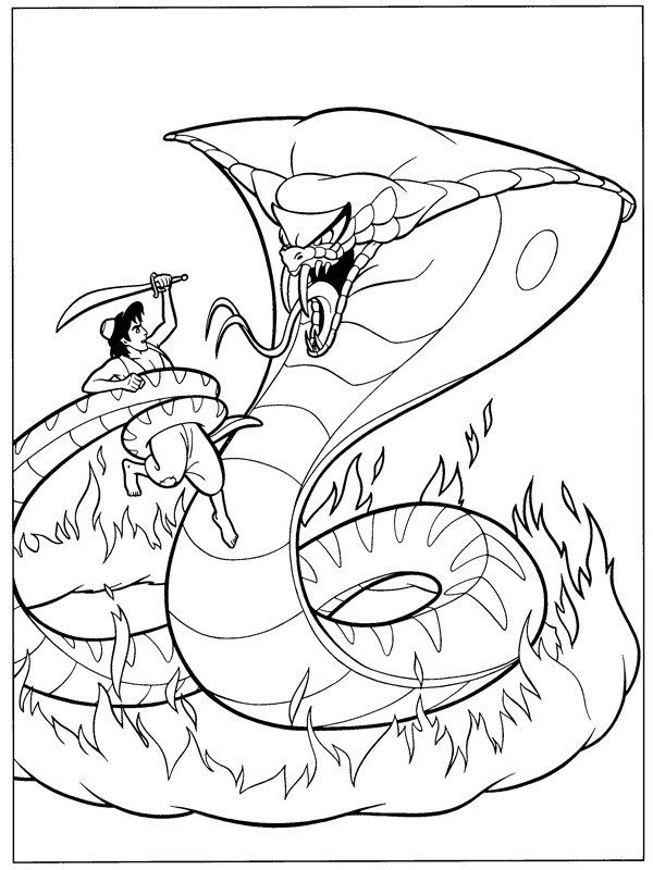 Aladdin fights with Jafar Coloring page