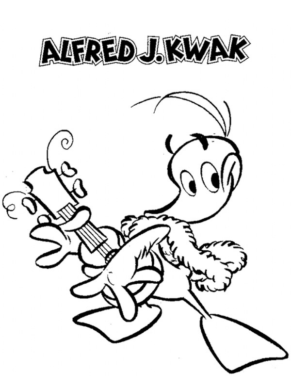 Alfred Jodocus Kwak with guitar Coloring page Alfred Jodocus Kwak with guitar Coloring page