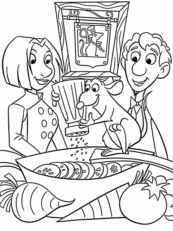 Alfredo Linguini, Colette and remy Coloring page Alfredo Linguini, Colette and remy Coloring page