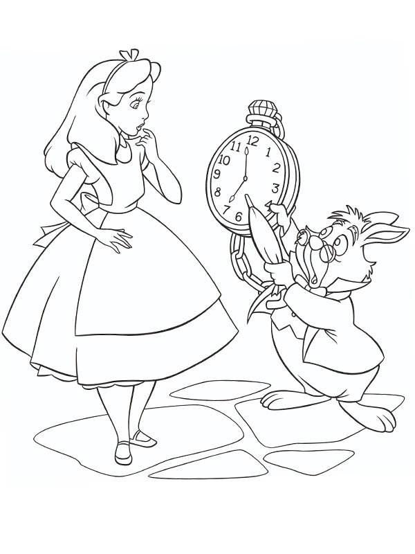 Alice and the white rabbit Coloring page Alice and the white rabbit Coloring page