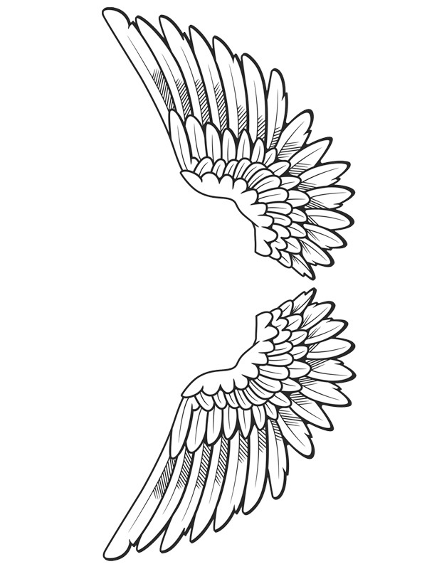 angel wings tattoo Coloring page