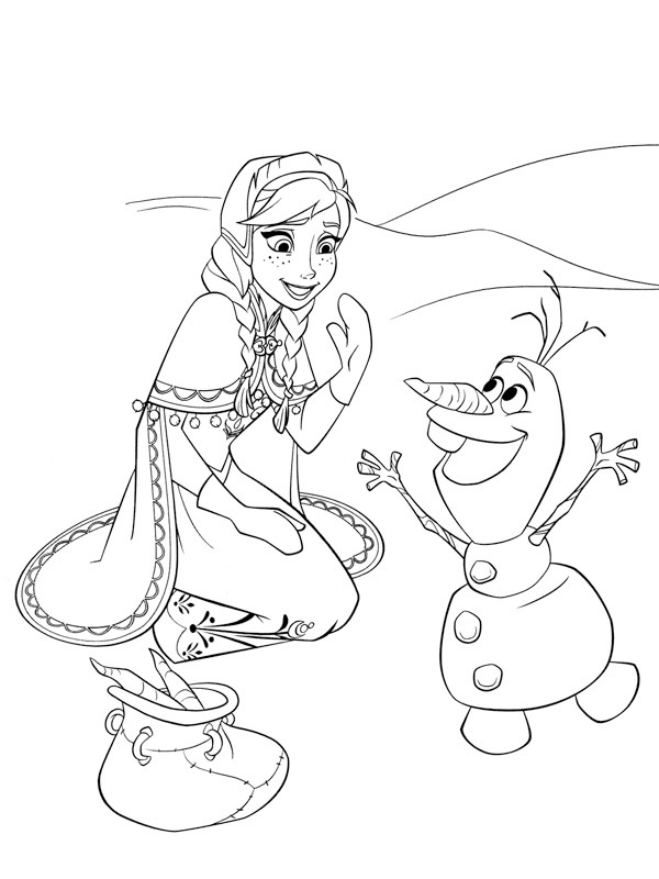 Anna and Olaf Coloring page