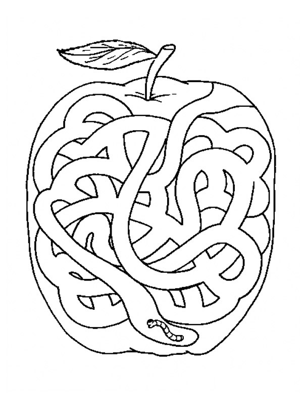 Apple maze Coloring page