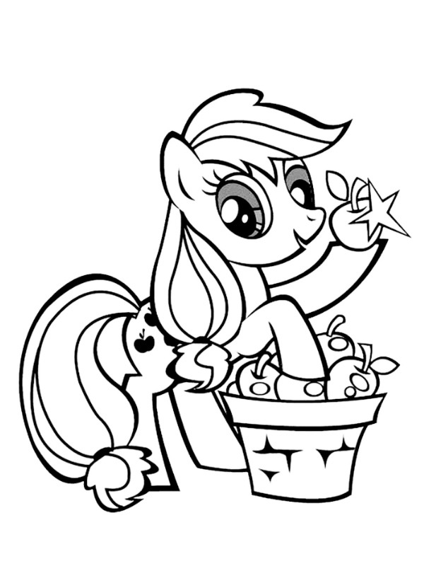Applejack with apples Coloring page Applejack with apples Coloring page