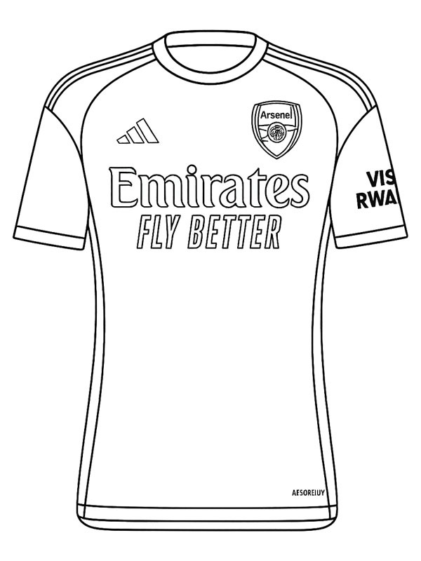 Arsenal soccer jersey Coloring page Arsenal soccer jersey Coloring page