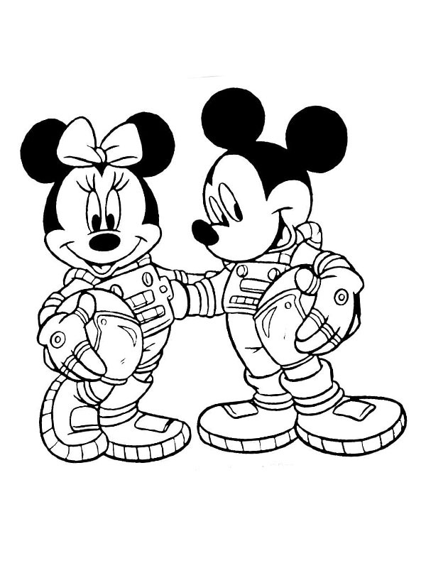Astronauts Mickey and Minnie Mouse Coloring page Astronauts Mickey and Minnie Mouse Coloring page