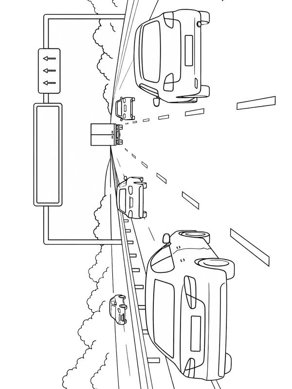 Cars on the highway Coloring page