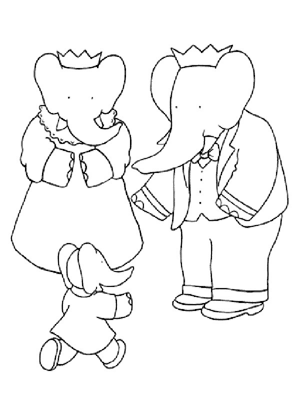 babar celeste and arthur Coloring page