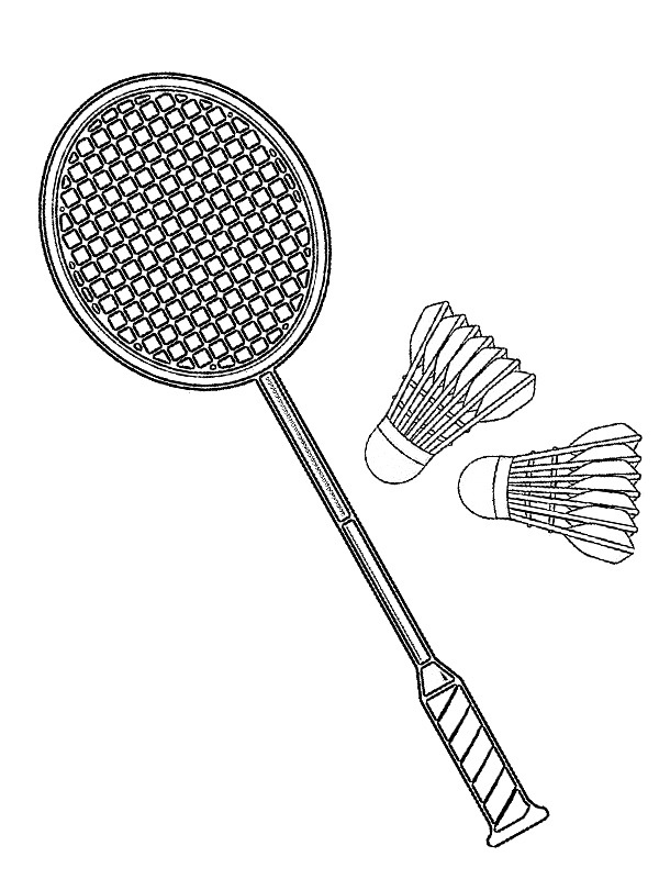 Badminton racket and shuttles Coloring page