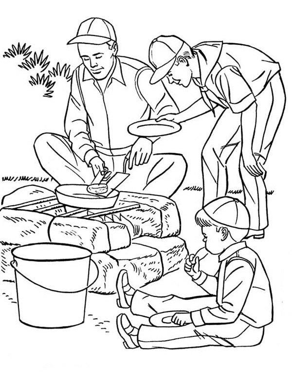 Baking on the fire Coloring page