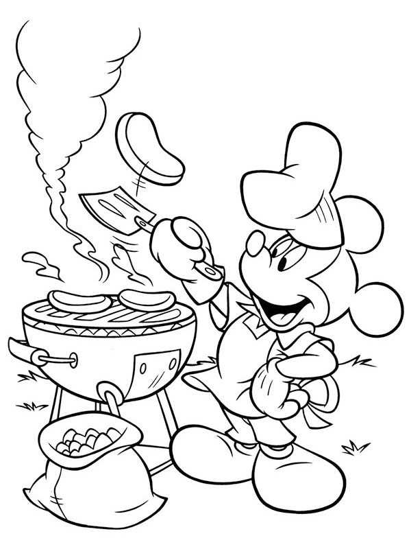 BBQ with mickey Mouse Coloring page