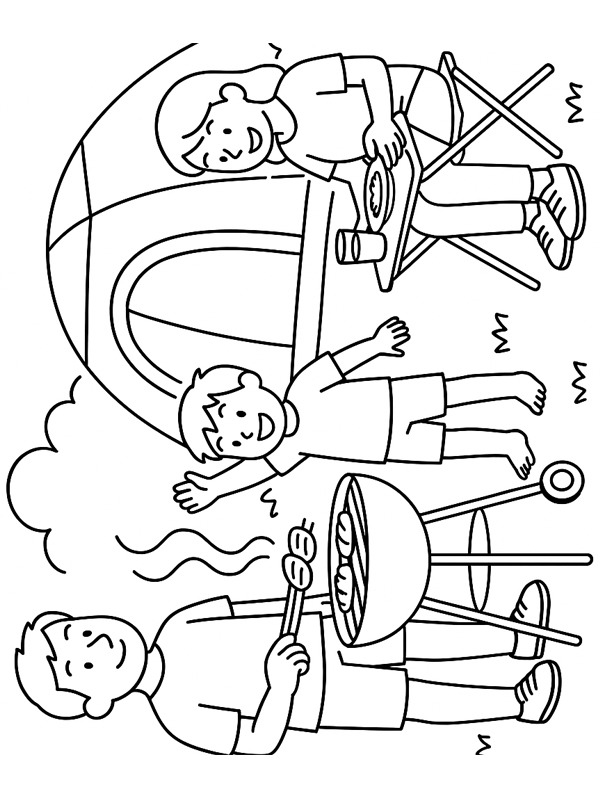 Barbecuing at the campsite Coloring page Barbecuing at the campsite Coloring page