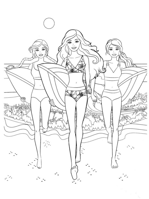 Barbie goes windsurfing Coloring page