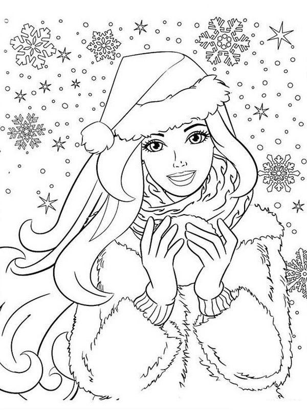 Barby with christmas hat Coloring page Barby with christmas hat Coloring page