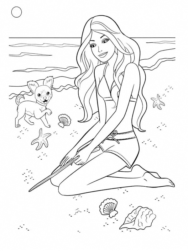 Barbie on the Beach Coloring page