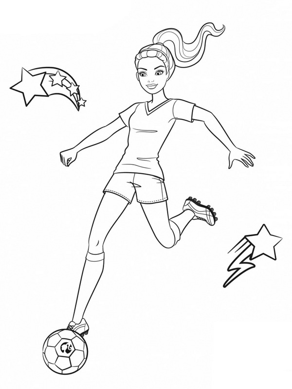 Barbie plays soccer Coloring page