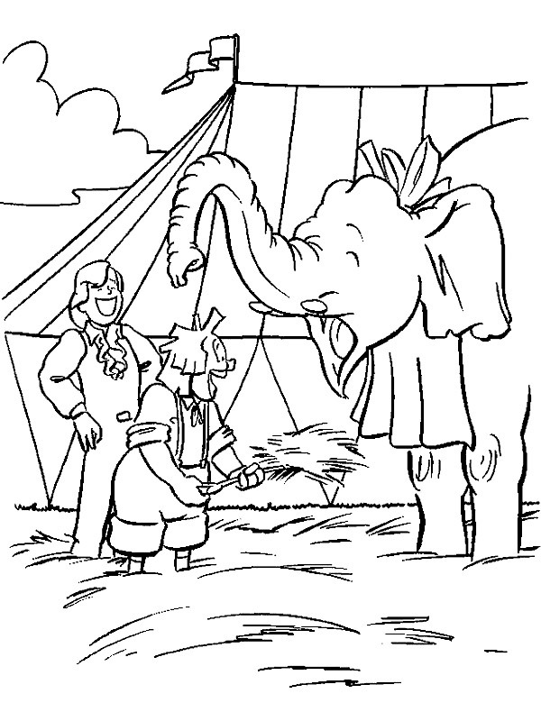 Clown and acrobat with elephant Coloring page Clown and acrobat with elephant Coloring page
