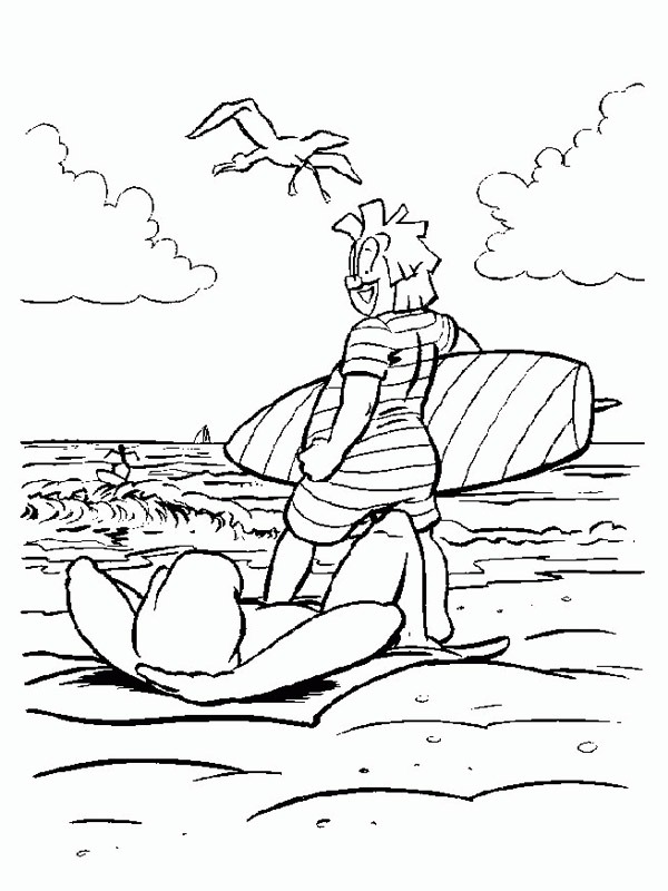 Clown on the beach Coloring page