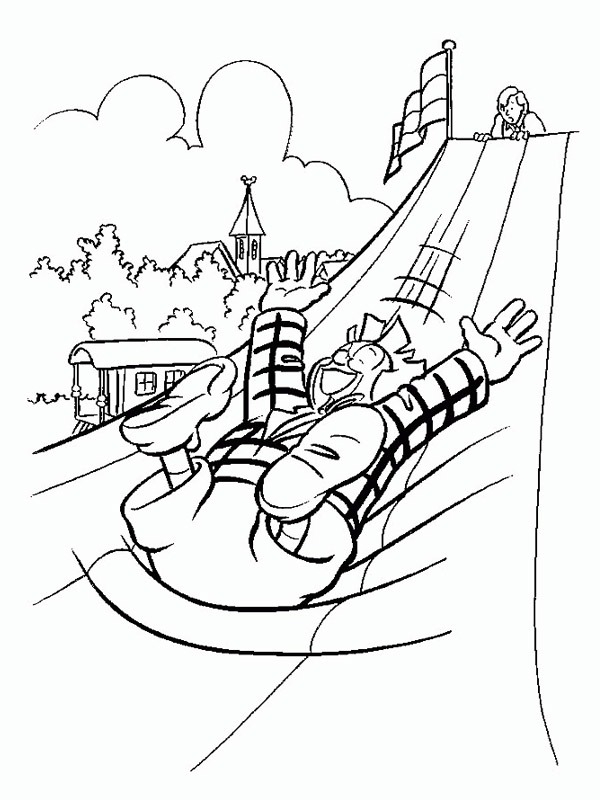Clown on the slide Coloring page