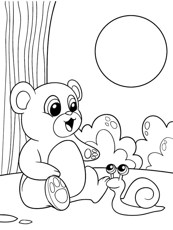Bear and snail Coloring page