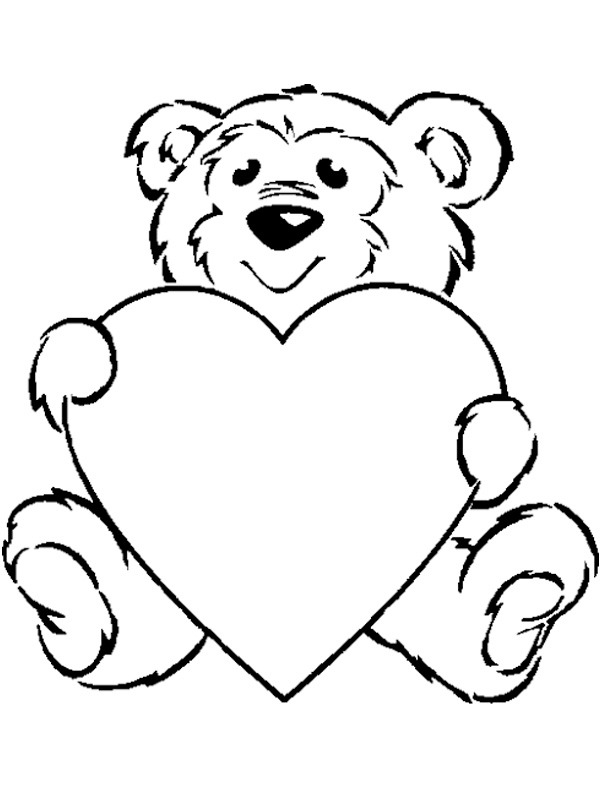 Bear with heart Coloring page