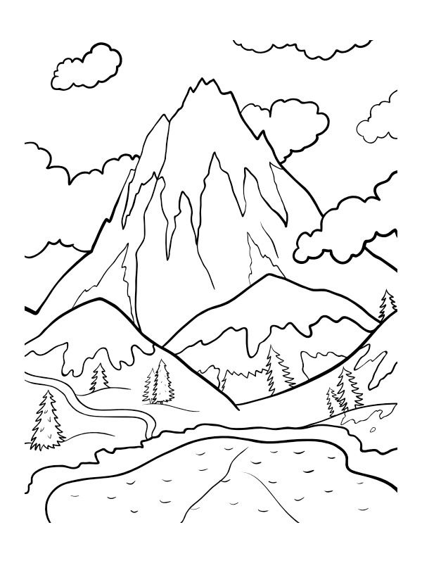 Mountain landscape Coloring page