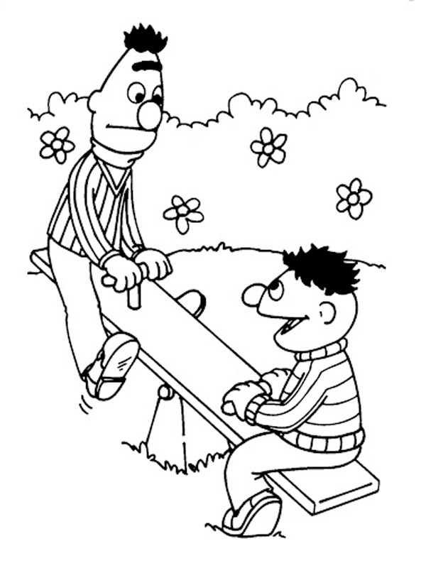 bert and ernie on the seesaw Coloring page bert and ernie on the seesaw Coloring page