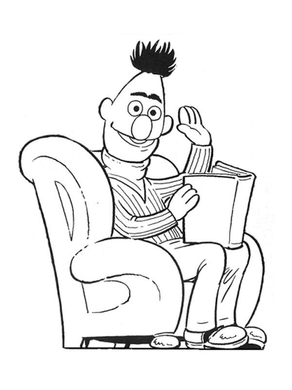 Bert is reading a book Coloring page