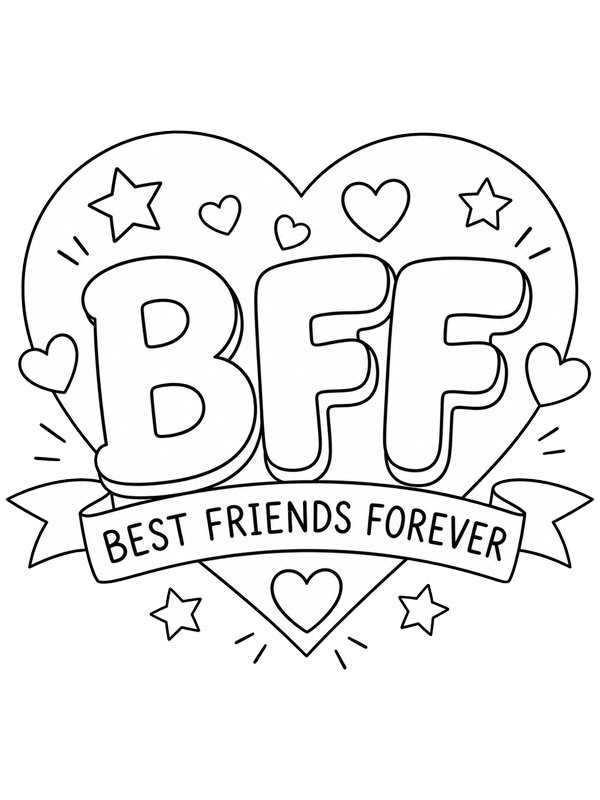 BFF heart Coloring page