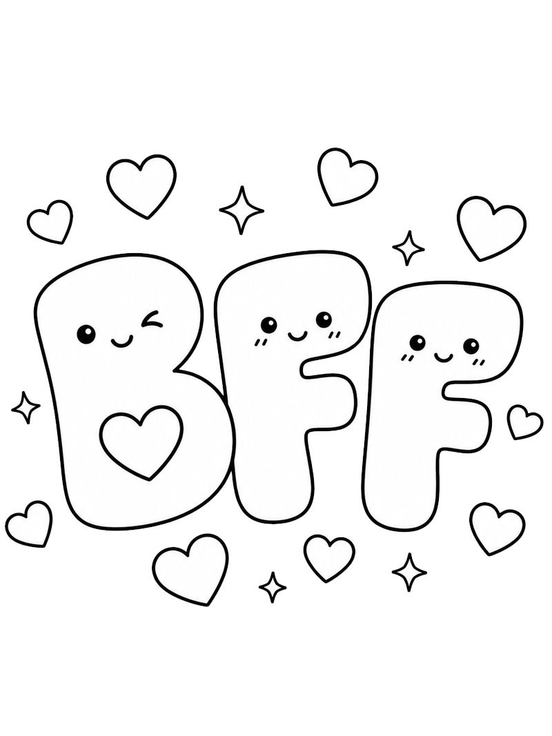 Cute BFF Letters Coloring page