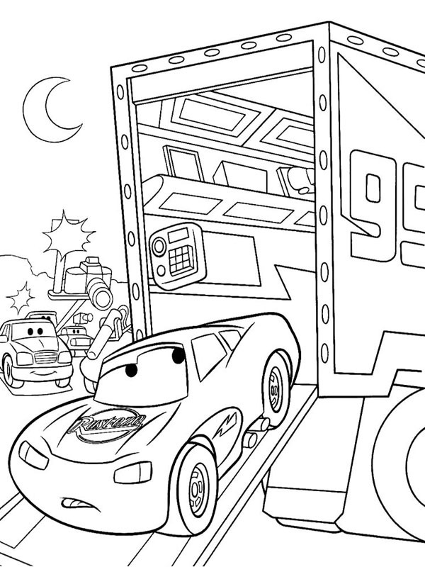 Bliksem McQueen from semi truck Coloring page Bliksem McQueen from semi truck Coloring page