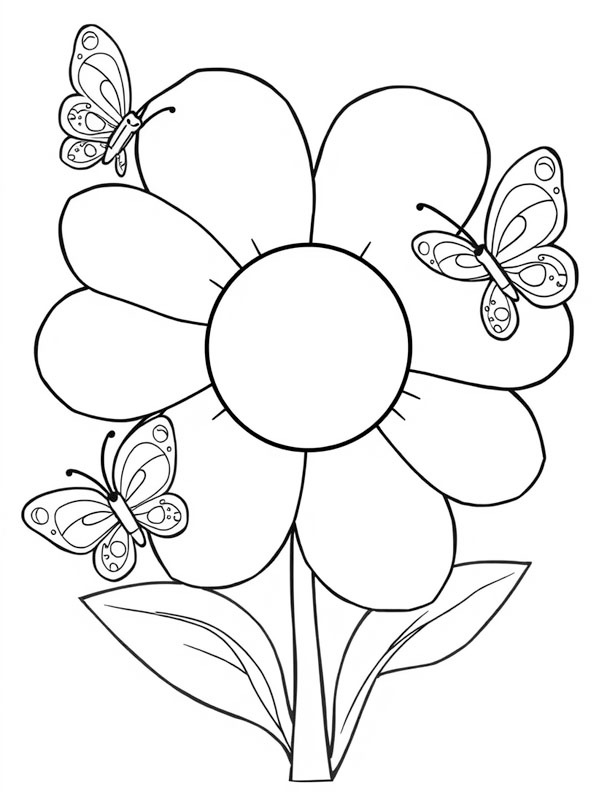 Flower with butterflies Coloring page Flower with butterflies Coloring page