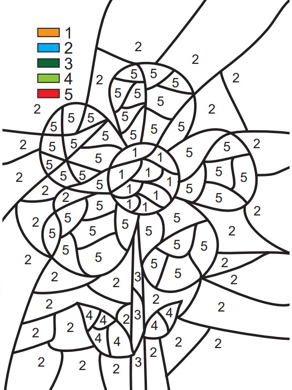 Draw flower on number Coloring page