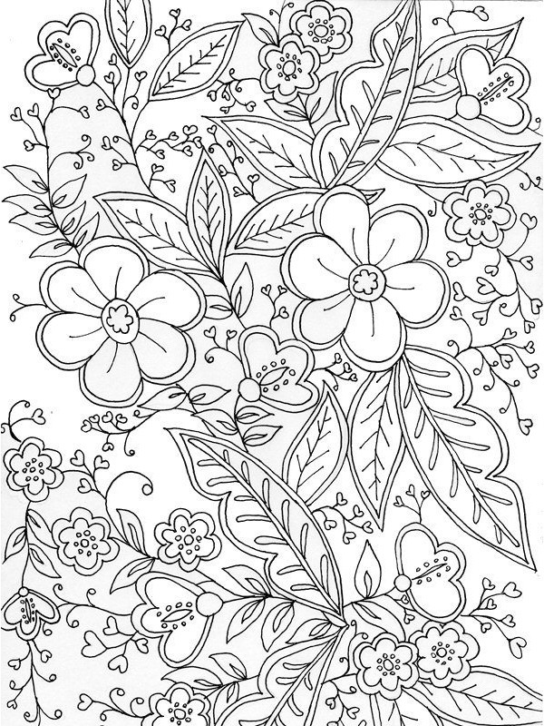 Flowers for adults Coloring page