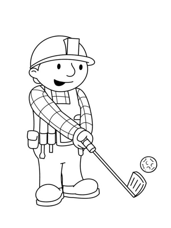 Bob the Builder plays golf Coloring page Bob the Builder plays golf Coloring page