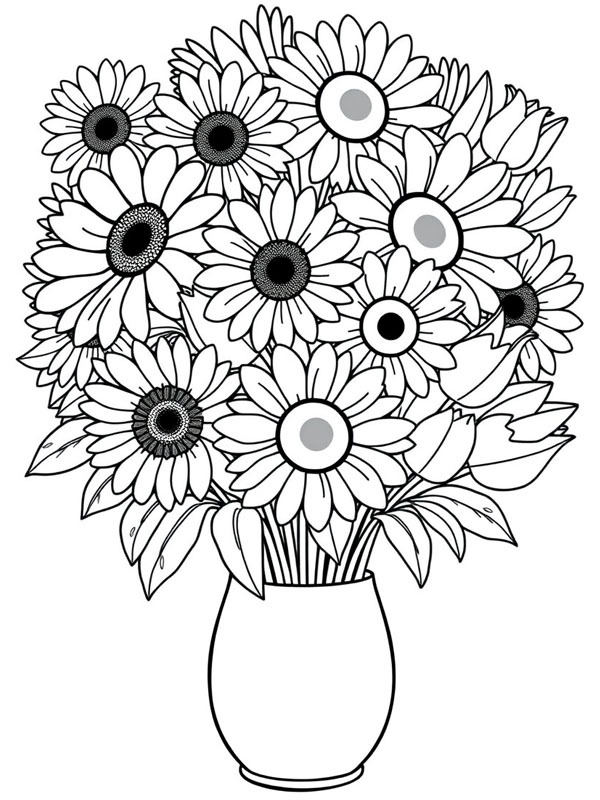 Bouquet of flowers for mom Coloring page Bouquet of flowers for mom Coloring page