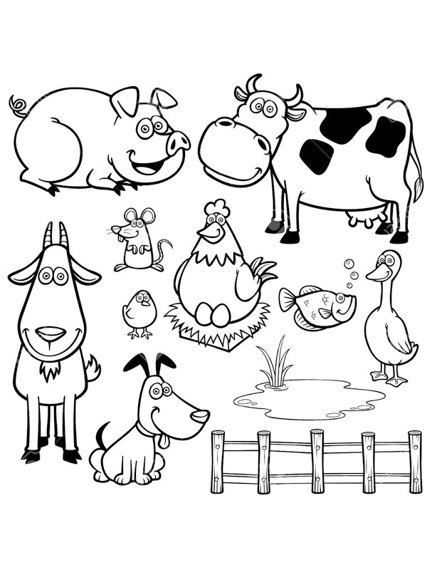 Farm animals Coloring page