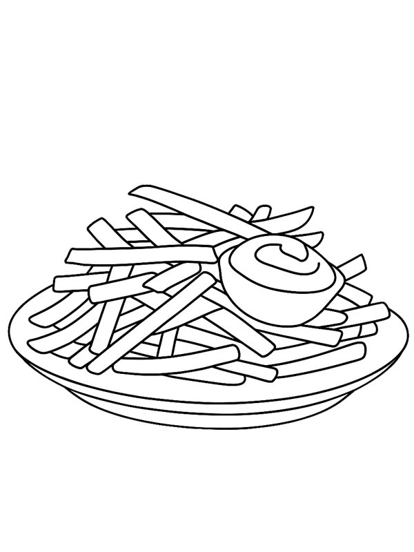 Plate with fries Coloring page Plate with fries Coloring page
