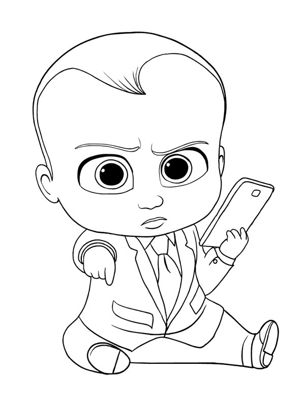 Boss baby with cellphone Coloring page
