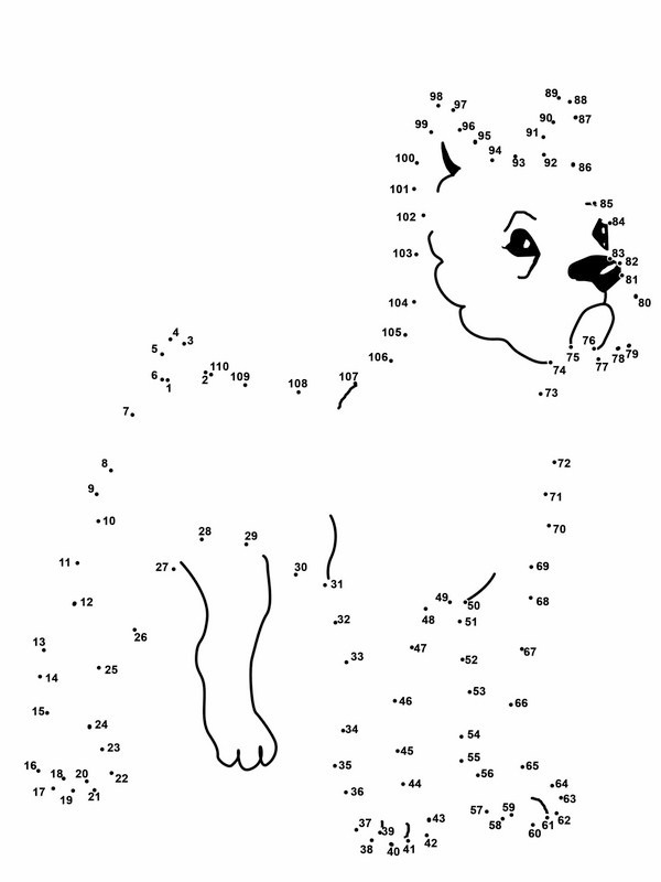 Dot to dot dog Coloring page
