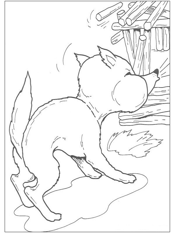 Big bad wolf blows down house Coloring page Big bad wolf blows down house Coloring page