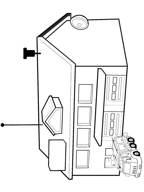 Fire station Coloring page