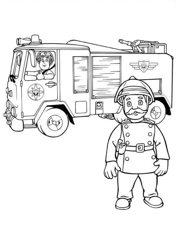 Fireman Sam and Station Officer Steele Coloring page