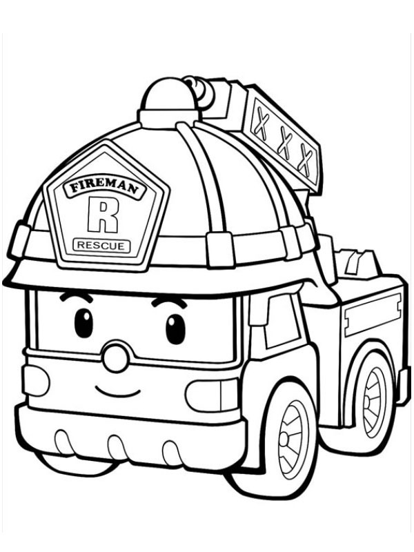 Fire truck Roy Coloring page
