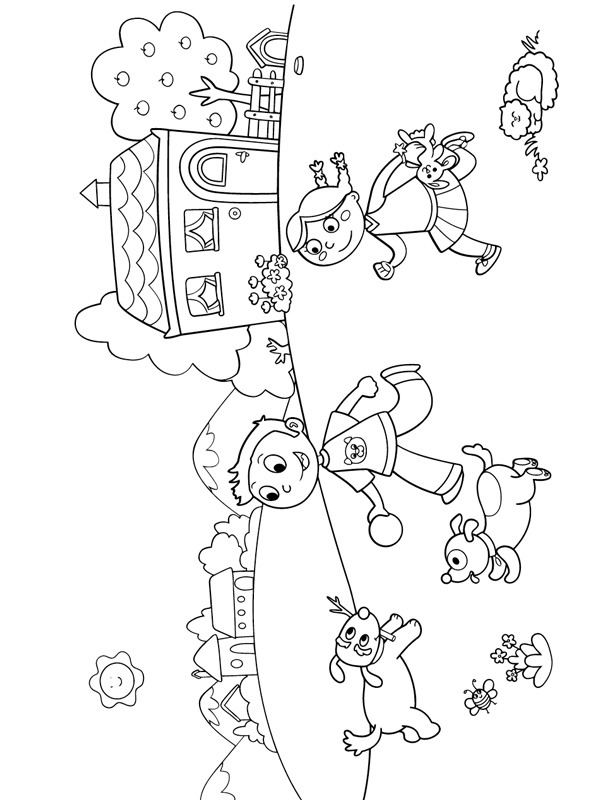 Playing outdoors Coloring page