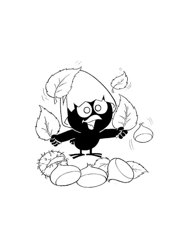 Calimero in between the leaves Coloring page Calimero in between the leaves Coloring page