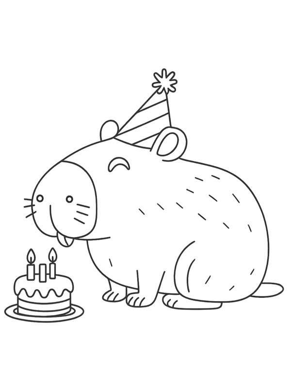 Capybara birthday Coloring page
