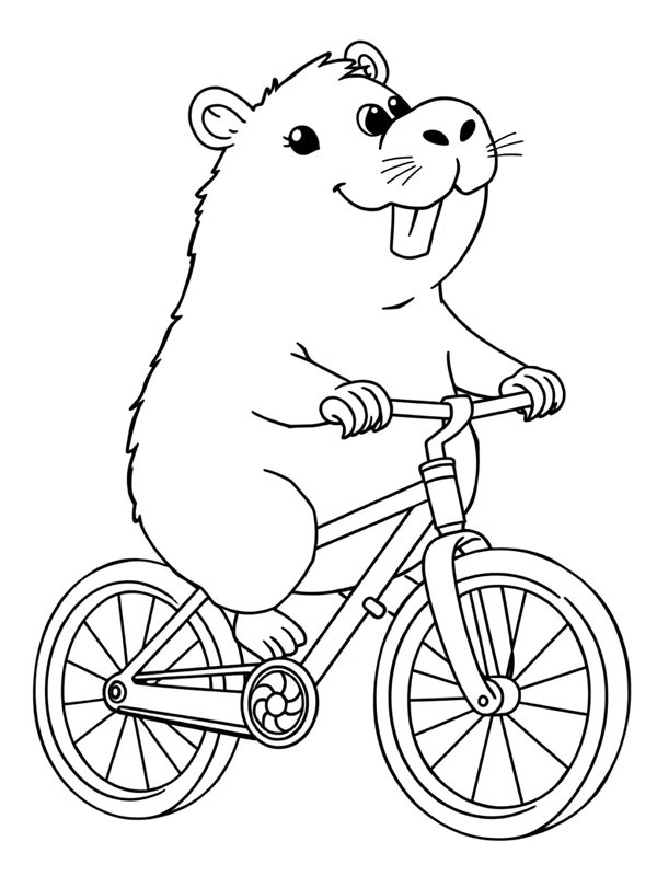 Capibara on the bike Coloring page Capibara on the bike Coloring page