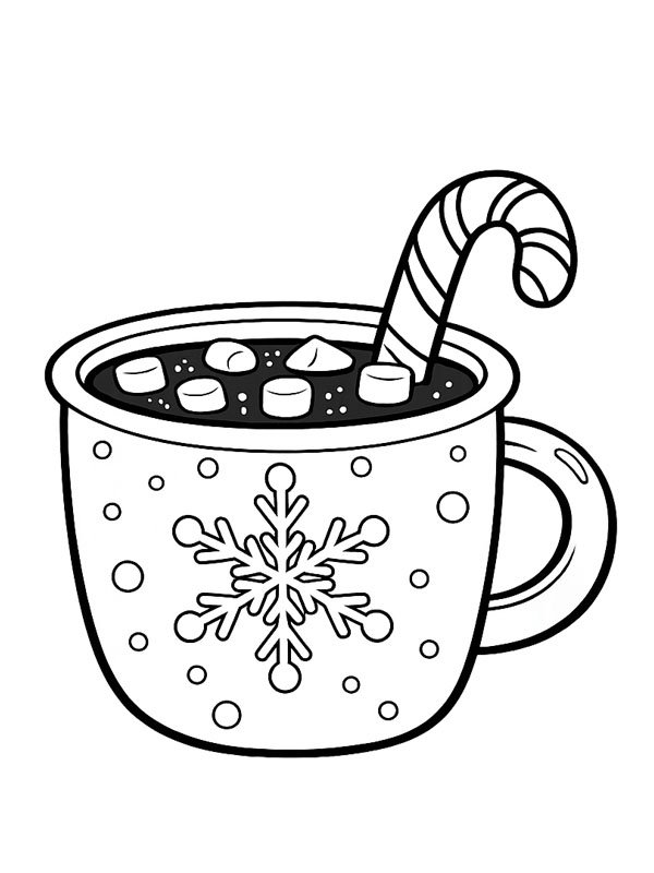 Hot chocolate with marshmallows Coloring page